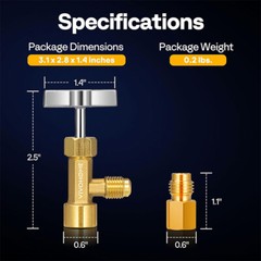 R134a Can Tap Valve Puncture Style w/ Tank Adapter for 1/4″ and 1/2″ AC Charging