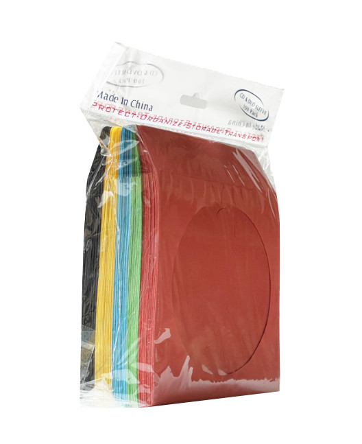 PREMIUM 100 CD DVD Assorted Multi Color Paper Sleeves Envelopes window & flap