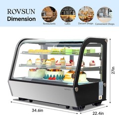 Refrigerated Display Case 5.7 Cu.Ft. Glass Pastry Display Showcase Equipment+LED