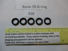 110 O-ring. 3/8″ ID x 9/16″ OD x 3/32″ thick. Buna-70. Quan 5.