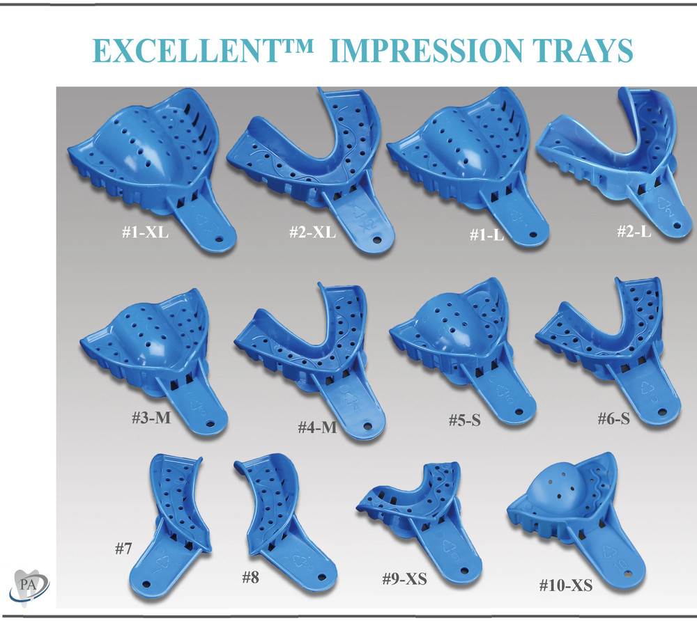 12Pc Dental Impression Trays Plastic Perforated Denture Upper/Lower, S, M, L, XL