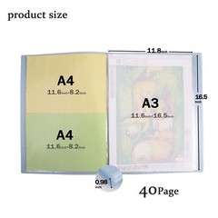 40 Pages A3 Art Portfolio Case Diamond Painting Storage Book for Artwork Photo