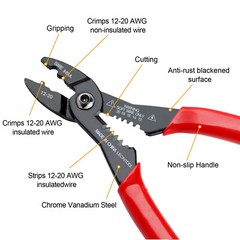 4 in 1 Wires Cables Pliers Crimper Stripper Cutter Gripping Tool for 12-20 AWG