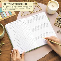 A5 Guided Gratitude Journal Spring Green Daily Reflection with Stickers 3 Months