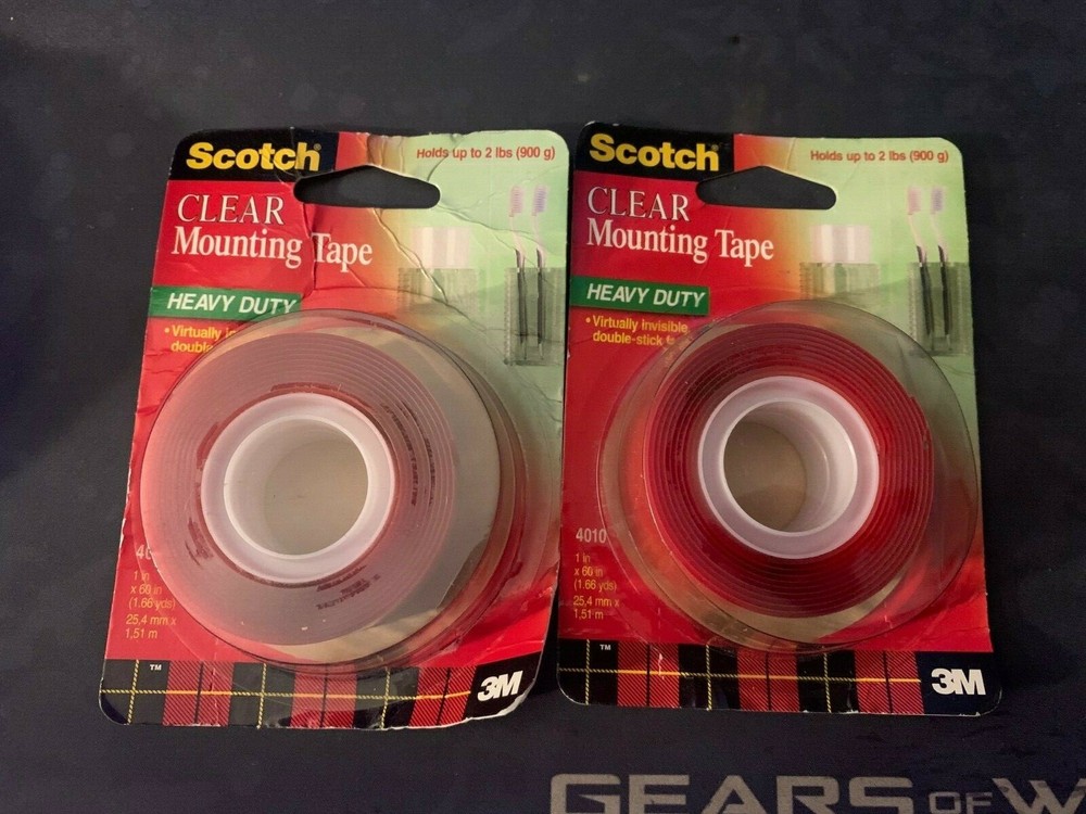 Lot of 2 Scotch Clear Mounting Tape holds up to 2 pounds 1″ x 60″ Roll New