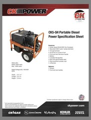 CK Power CK5-5H Portable Diesel Generator KD440 Kohler Engine 5000W 120/240V 1PH