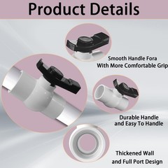 2 PCS 1.5 Inch PVC Ball Valve 11/2 Inch Shut Off T Handle for Pool