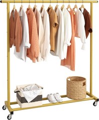 Gold Adjustable Rolling Clothing Rack – Space-Saving Organizer for Home & Retail