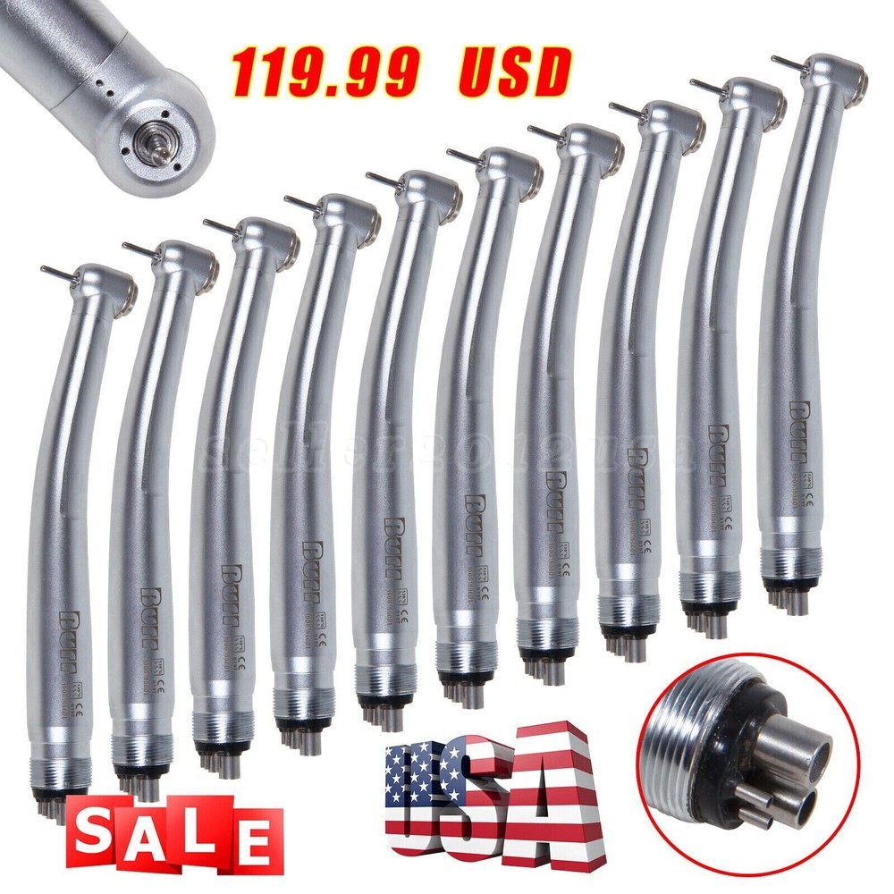 10* BURR Dental Fast High Speed Handpiece Push Turbine 4 Holes Fit NSK Pana Max
