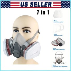 7in1 Half Face Gas Mask 6200 Respirator Safety Protect Painters Respirator