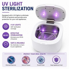 Ultrasonic Retainer Cleaner 45kHz Protable Retainer Cleaner UV LED