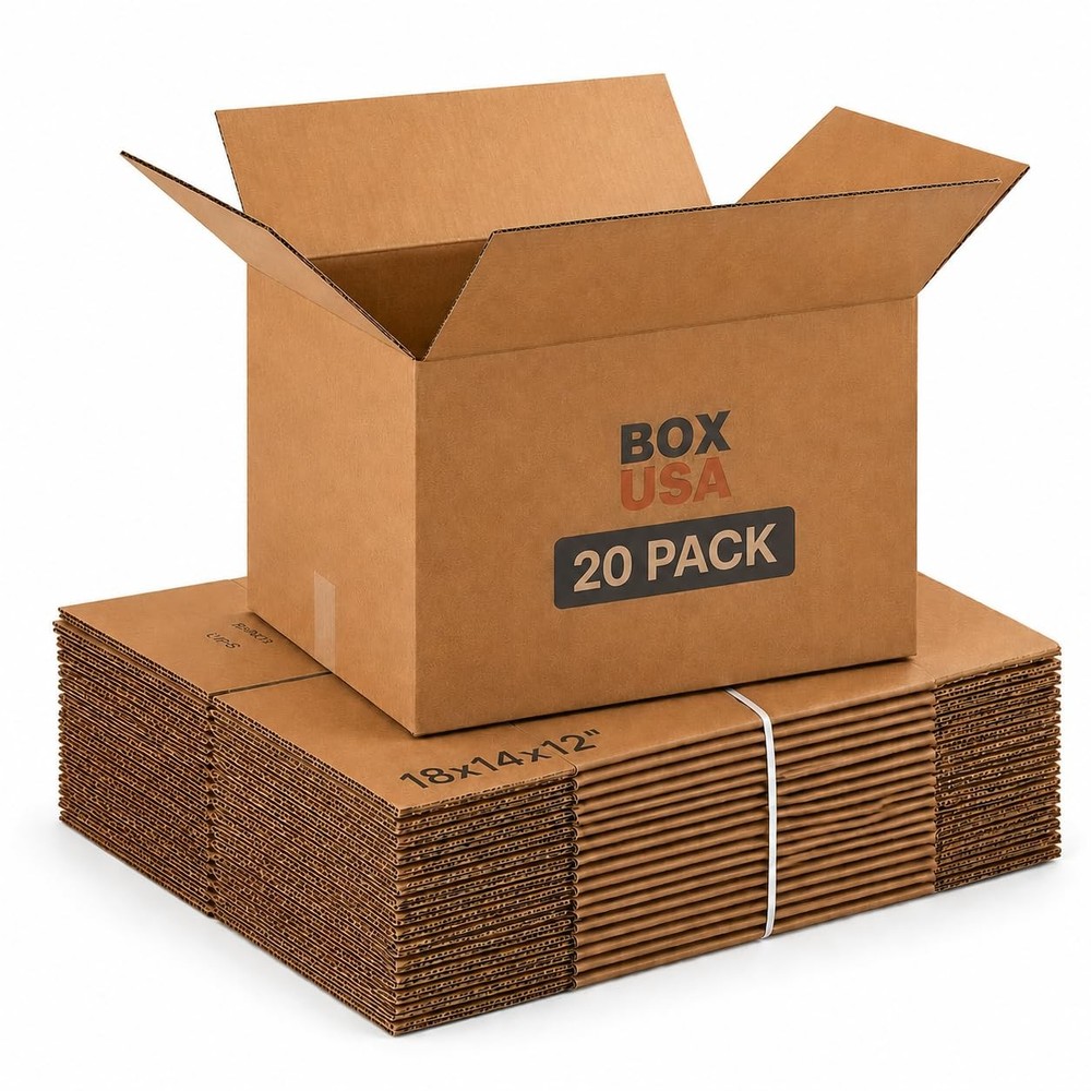 Moving Boxes Medium 18″L x 14″W x 12″H 20-Pack – Corrugated Cardboard Box for…