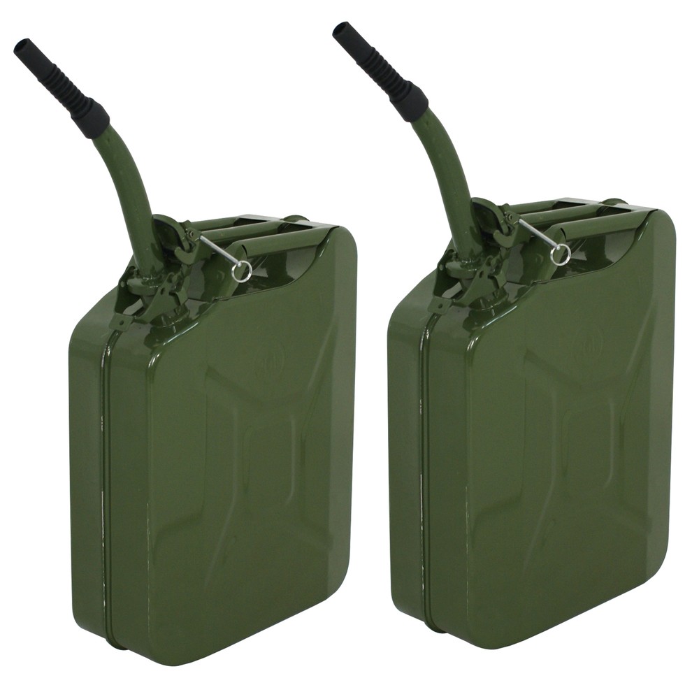2PCS 5 Gal 20L Jerry Can Gasoline Oil Army Military Metal Steel Tank Backup