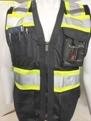 HIGH VISIBILITY BLACK SERIES Safety Vest Solid Front Mesh Back