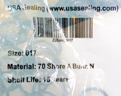 USA Sealing Buna-N 017 Rubber O-Ring 70A Durometer Lot of One-Hundred (100)