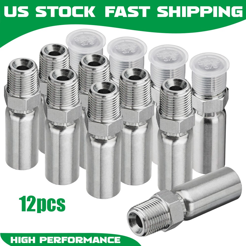 12x 3/8″ NPTF Male x 1/4″ ID Hose End Crimp Fitting with Protection Cover