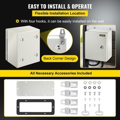 10x8x6in NEMA 4X IP66 Steel Enclosure Waterproof with Mounting Plate