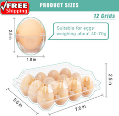 100 Packs Egg Cartons Cheap Bulk，Plastic for 12 Eggs, Clear Egg Cartons 3 * 4 Gr