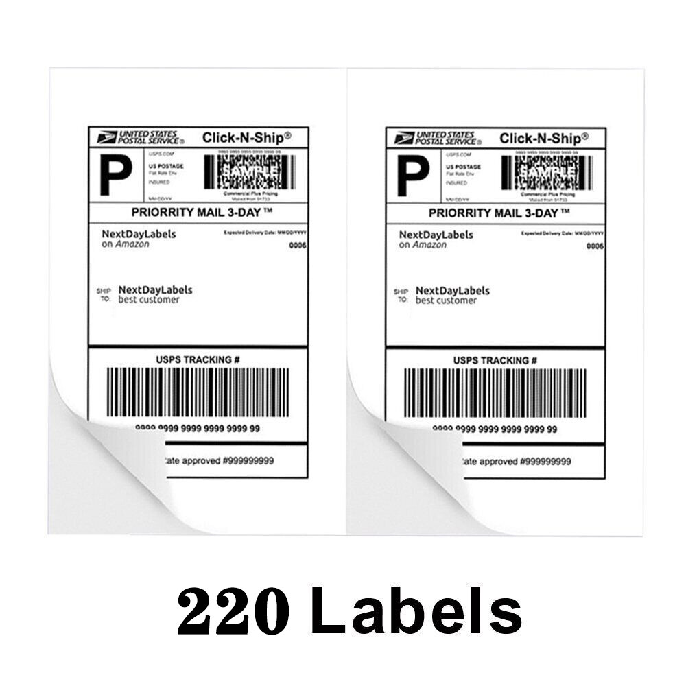 220- 6600 Half Sheet Address Shipping Labels 8.5 x 5.5 Self Adhesive 2 Per Sheet