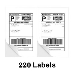 220- 6600 Half Sheet Address Shipping Labels 8.5 x 5.5 Self Adhesive 2 Per Sheet