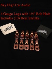 (10) 4 Gauge Copper Ring Terminals 1/4″ WHITE/BLACK Heat Shrink Tubing LUGS