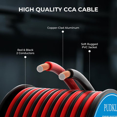 18 Gauge 100FT Red Black Electrical Wire 18 AWG 2 Conductor Low Voltage DC Cable