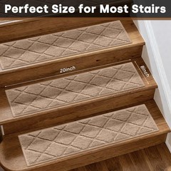 Joenie Non-Slip Stair Treads For Wooden Steps 8X30 In Indoor Carpet Stair Rugs