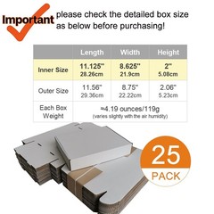 25 Pack Oyster White Corrugated Mailers 11.125×8.625×2 Inch Shipping Box