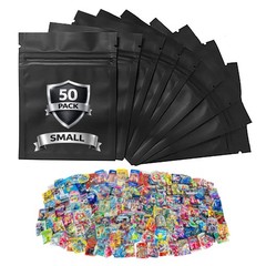 50 Pack 3.5g Smell Proof Foil Mylar Bags 4” x 5” Mix Designs Zip Bags