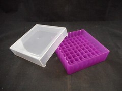 USA Scientific Plastic 81 Tube Rack 13 x 13 x 26mm Cell w/ Lid Purple 2381-5048