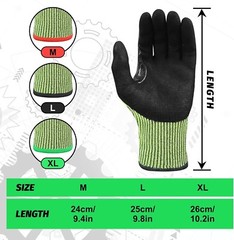 3 Pairs A7 Cut Resistant Work Gloves,Nitrile Coated Touchscreen Cutting Glove