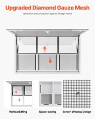 VEVOR 60x36in Concession Stand Serving Window Food Truck Service Awning Aluminum