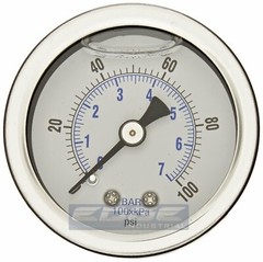 LIQUID FILLED PRESSURE GAUGE 0-100 PSI, 1.5″ FACE, 1/8″ NPT BACK MOUNT