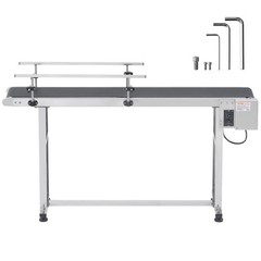 VEVOR Belt Conveyor PVC Stainless Steel Belt Conveyor 59″x23.6″ Double Guardrail