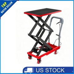 Hydraulic Double Scissor Lift Table Cart 330lbs Capacity 11-50″ Lifting Height
