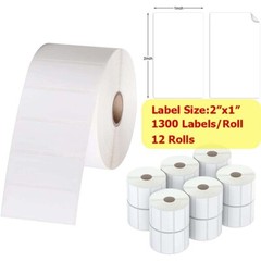 12 Rolls 1300 2″x1″ Direct Thermal Barcode Labels for Zebra LP2824 2844 & Rollo