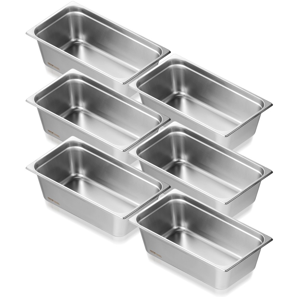 VEVOR 6 Pack Full Size Hotel Pans Steam Table Pan Stainless Steel 6″ Deep