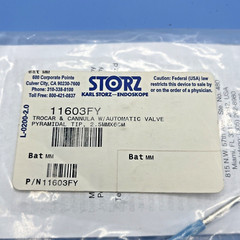 Karl Storz 11603FY Trocar(11603Y) with Cannula(11603H1)(11601A1) Set, 2.5mmX6cm