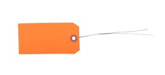 1000 pcs of 4 3/4″ x 2 3/8″ Size 5 Orange Cardstock Hang Tag Tags with Wire 13Pt