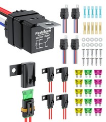 5 Pack Heavy Duty 4 Pin Waterproof Relay Switch 12V 12&16 AWG with 5x20A/30A/40A