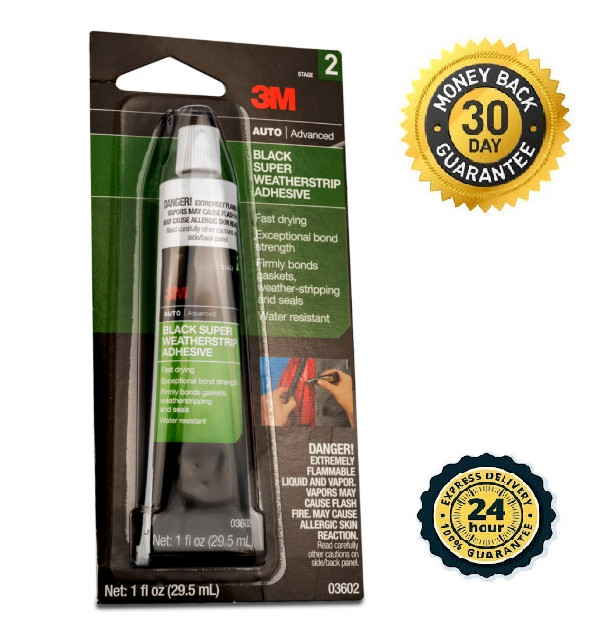 3M Black Super Weatherstrip Adhesive, 03602, 1 Oz, 24 Per Case, 24.00 per case