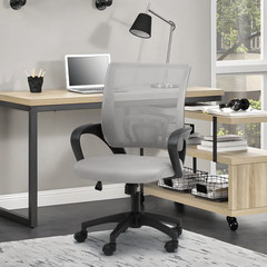 1Pc Adjustable Height Computer Home Office Ergonomic Desk Mesh Chair Light Grey