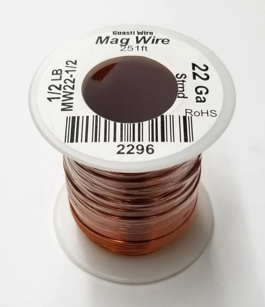 MW22-1/2, 22 Gauge Insulated Magnet Wire 1/2 Pound Roll (251′ Approx.) 22AWG