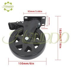 4 Pcs 6-Inch Polyurethane Casters With Brake Included 2 × Hardware Kits Black
