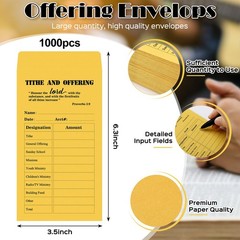 Woanger 1000 Pcs Tithes and Offering Envelopes 6.3 x x 3.5 inches, Yellow