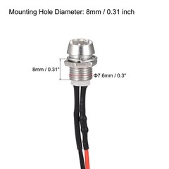 LED Indicator Light AC/DC 24V 8mm Panel Mount Red Yellow Blue Green White