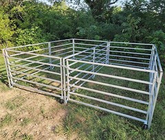ALUMINUM 5 FT X 10 FT 6 RAIL 40″ TALL SHEEP & GOAT ADD-ON STALL KIT PANEL PEN