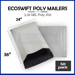 50 24×36 LARGE EcoSwift White Poly Mailers Shipping Envelopes Self Sealing Bags