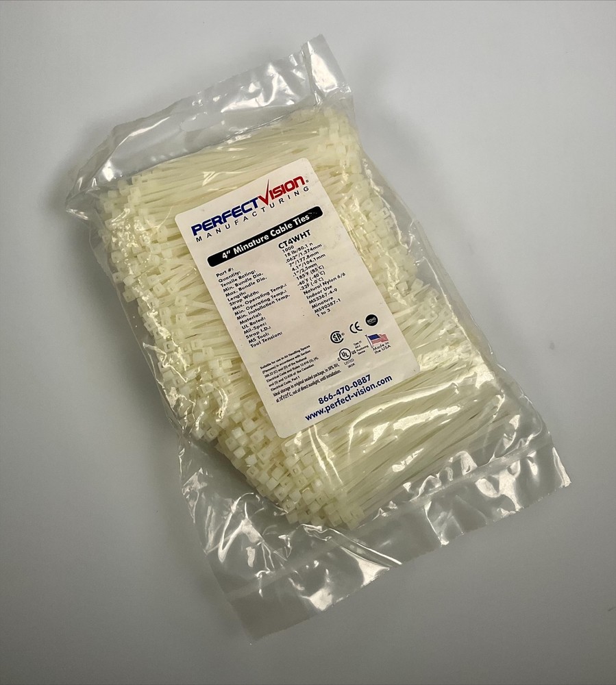 PERFECT VISION NYLON CABLE TIE – 4″ – 1000 PACK – WHITE