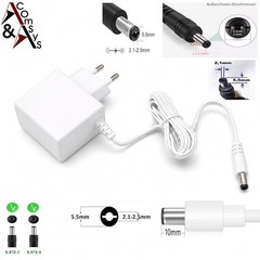 3V 4.5V 5V 6V 9V 12V 18V 24V 1A 1.2A 2A DC Voltage Plug Power Supply 5.5 White